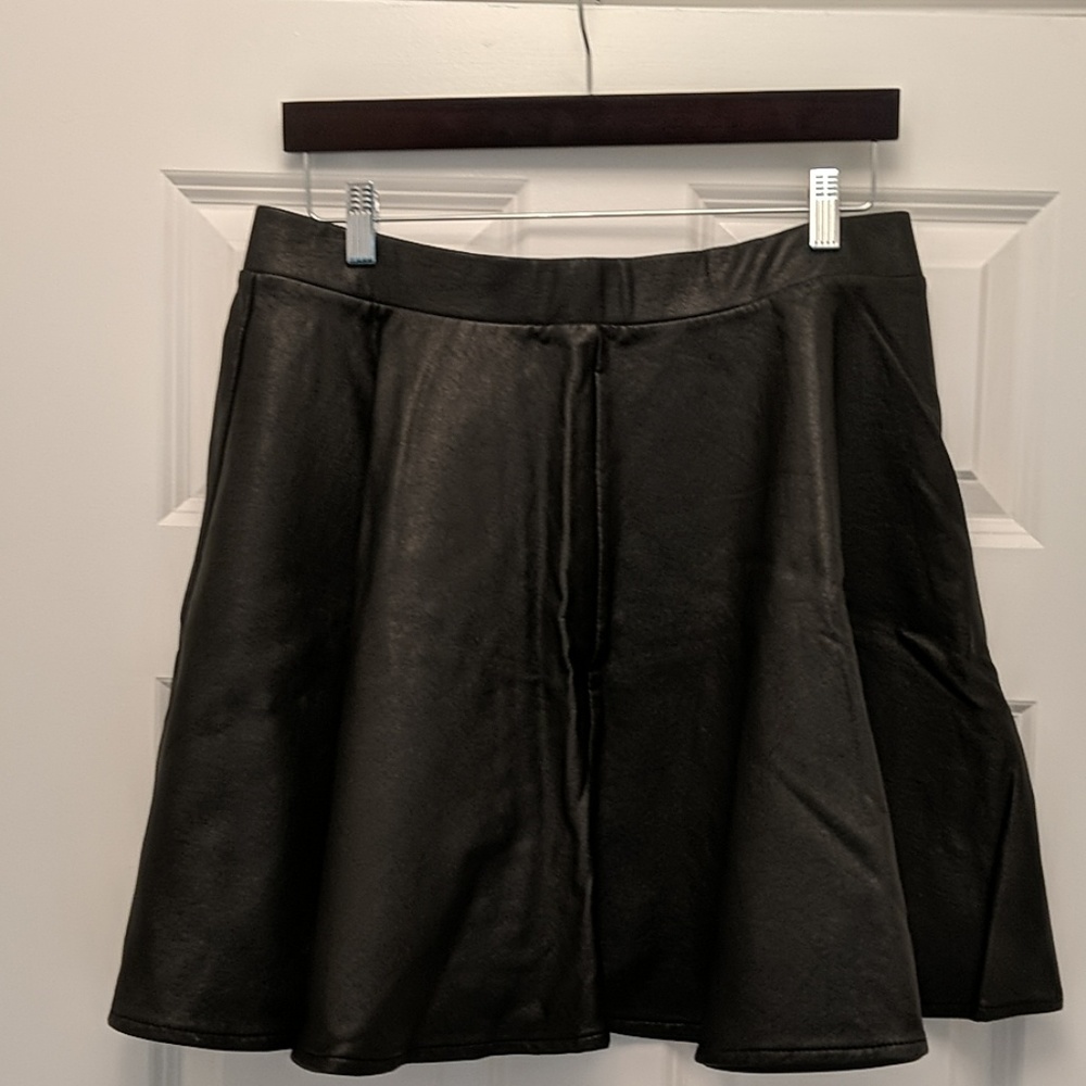 Black Skater Girl Pleather Skirt